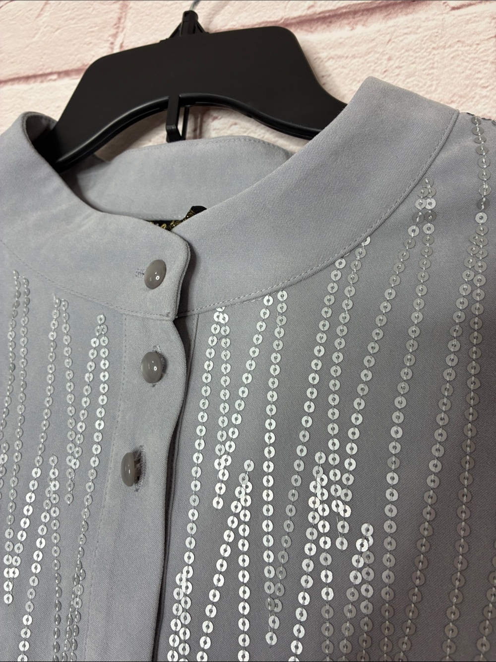 Bob Mackie Wearable Art Sequin Embellished Straight Collar Jacket Like New XL - Picture 3 of 8
